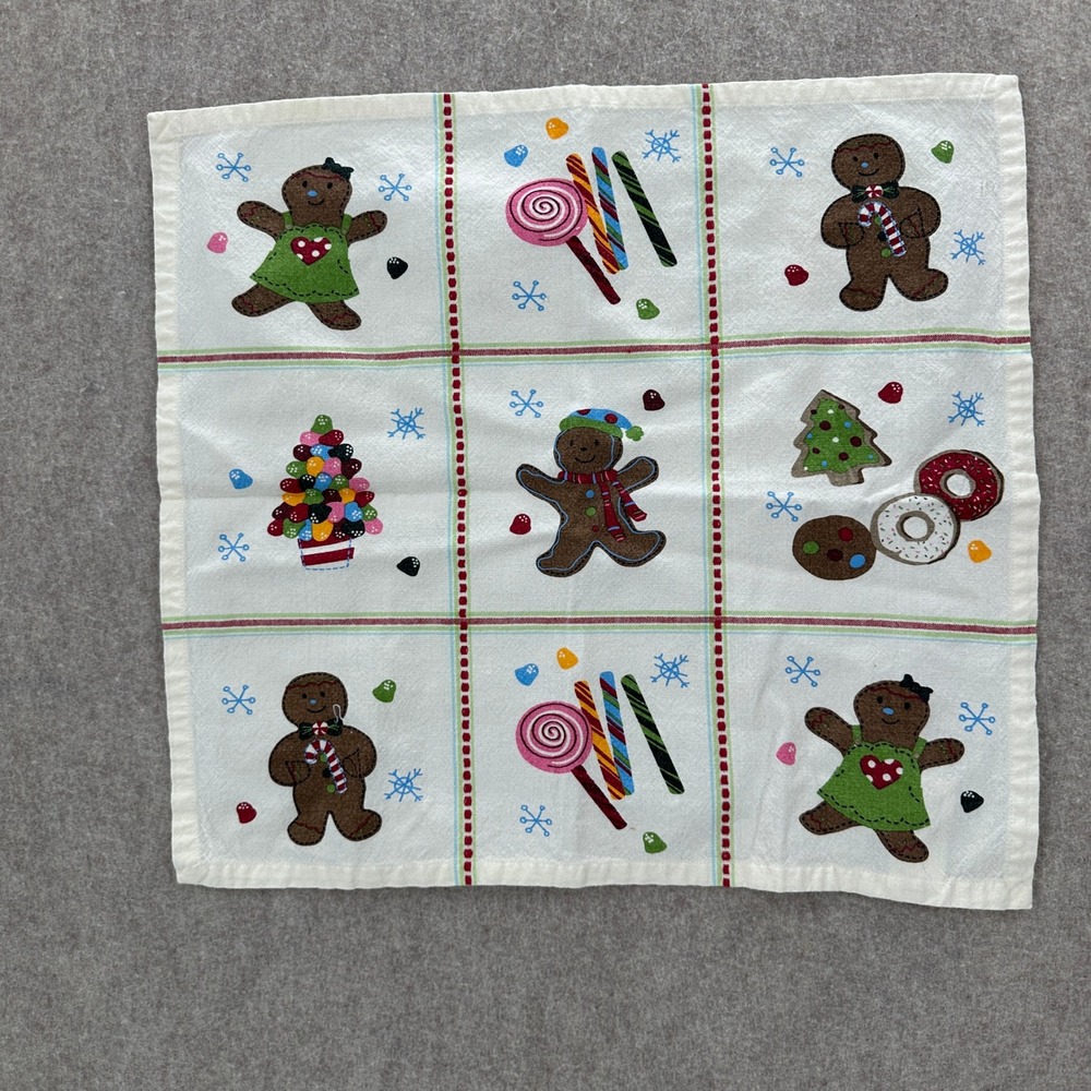 St. Nicholas Square Doily Napkin White Gingerbread Christmas Holiday 18x20